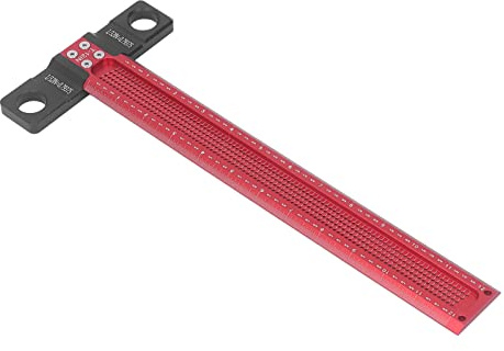 Hiraith Woodworking Scriber T Square Ruler Durable Aluminum Alloy for Layout Marking Work for Carpenter – Red and Black