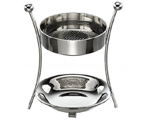 Räucherstövchen Messing vernickelt Silber Höhe 9 cm mit 2. Sieb und Teelicht