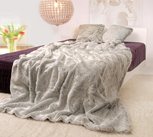 Felldecken Wohnen & Accessoires Pelzdecke Felldecke Webpelz Tagesdecke Silberfuchs 150x200