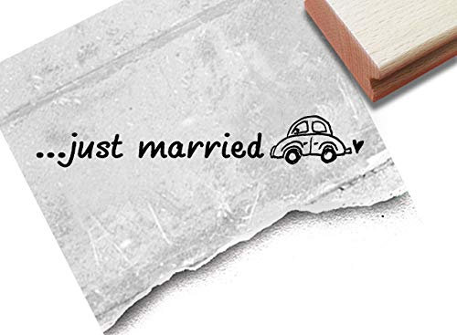 Stempel - Hochzeitsstempel ...JUST MARRIED mit Auto - Textstempel Schriftstempel für Ihre Hochzeit Einladungen Servietten Deko - von zAcheR-fineT