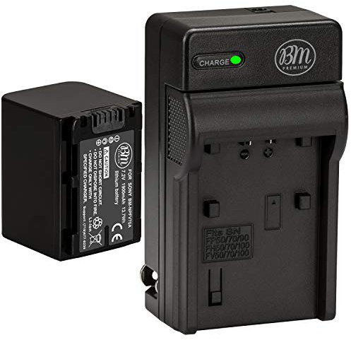 BM Premium NP-FV70A Battery and Charger for Sony FDR-AX30 FDR-AX33 FDR-AX53 FDR-AX700 FDR-AX100 FDR-AXP35, HXR-MC50, HXR-MC88, HX-RNX80, PXW-Z90V, NEX-VG10, NEX-VG20, NEX-VG30, NEX-VG900 Cacmorder