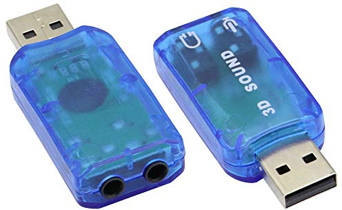zdyCGTime Carte Son stéréo USB Externe 5.1,Adaptateur Audio virtuel 5.1 canaux USB 2.0 vers 3D,Compatible avec Windows et PC,Ordinateur Portable,Plug and Play.(Pack de 2 /Bleu)