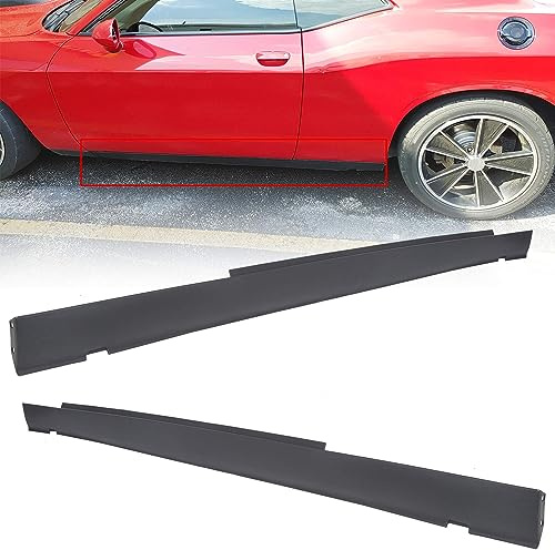 ECOTRIC Door Exterior Rocker Panel Guard Molding Trim Rail Compatible with 2008-2014 Dodge Challenger Side Skirt Extension Body Kit Replacement Pair