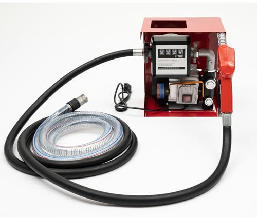 DIFU Pompe Gasoil Electrique 230 V Pompe a Gasoil Pompe à fioul Automatique Pompe à Carburant électrique 550 W Pompe 60 l/Min Pompe d'aspiration avec Tuyau de Pression