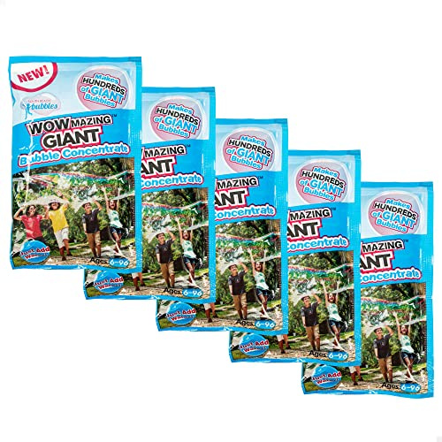 WOWMAZING Big Bubbles Refill - Concentrated Giant Bubble Solution Makes 4 Gallons | 5 Pouches for Kids’ Fun | USA Made