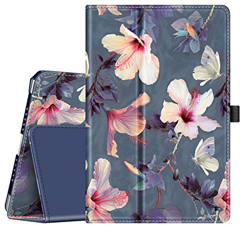 Fintie Hülle für iPad 9.7 Zoll 2018 2017 / iPad Air 2 / Air 1 - [Eckenschutz] Slim Fit Folio Kunstleder Schutzhülle Case mit Ständer und Auto Schlaf/Wach Funktion, Blühender Hibiskus