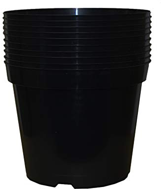 Muddy Hands Pack of 10 Black Plastic Plant Pots Outdoor Garden Round Nursery Herb Flower Planters (10 Litre)