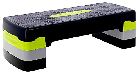 HMS Steppbrett Crossfit Fitness Stepper 3-Stufen Stepper Step-Bench - Grün-grau - AS002 - Länge 67 cm