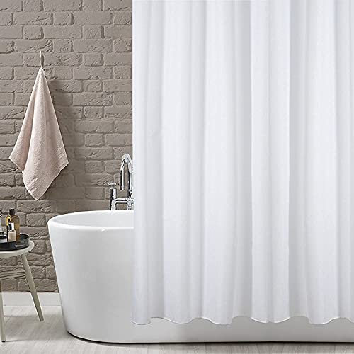 KAV Polyester Fabric Shower Mould and Mildew Resistant Curtain- 240 WIDTH x180 DROP cm with Metal Button Hole Bathroom Accessories, Liner, Extra Wide, Waterproof (White, 95x71 Inch)