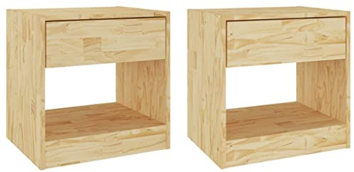 vidaXL 2X Massivholz Kiefer Nachttisch mit Schublade Fach Nachtschrank Nachtkonsole Nachtkommode Schlafzimmer Schrank Kommode 40x31x40cm