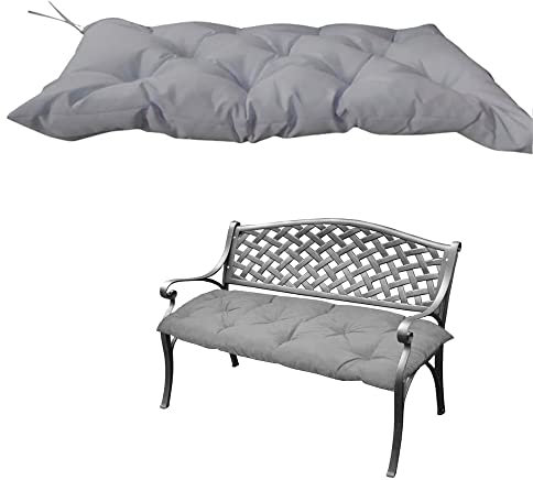 RANRAO Cojín de banco de jardín al aire libre, resistente al agua, cojín de asiento de repuesto para muebles de patio, jardín, tumbona, banco, gris