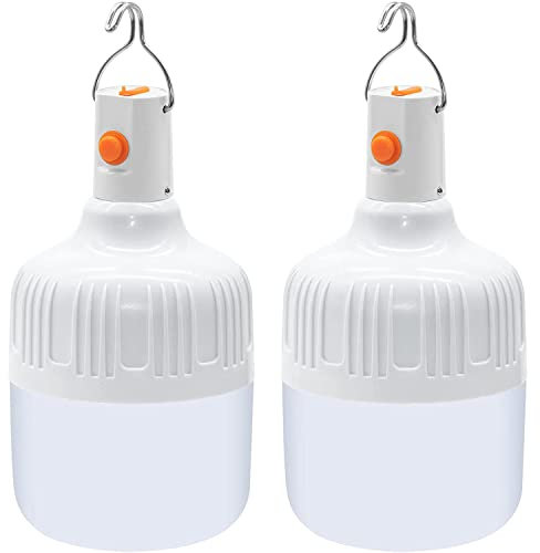 Faroles de Acampada LED, Lámpara de Camping, Bombilla de Luz LED Portátil [Recargable por USB], Ideal para Tiendas de Campaña, Exteriores, Camping, Terraza, Jardín, Barbacoa o Pesca (2)