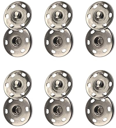 Press Studs 12 Sets Metal Snap Buttons Heavy Duty Press Studs Rust Proof Snaps Fasteners Buttons for Clothes Handbag Craft DIY Supplies (15mm)