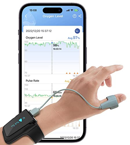 ViATOM Oxymètre de Pouls Bluetooth au Poignet, 72 heures d'autonomie de la Batterie, Surveillance Continue de l'oxygène Sanguin, Moniteur de Sommeil Portable, Application Professionnel