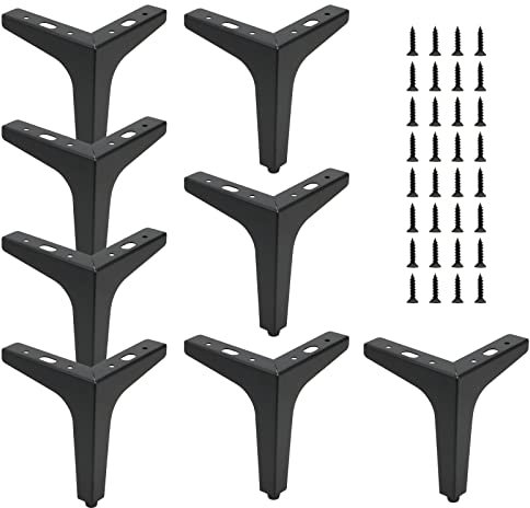 ZEONHAK 8 Pack 15cm Black Triangle Furniture Legs, 6 Inch Triangle Feet with Screws for Table, Sofa, Bed