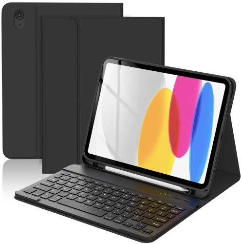 TQQ Keyboard Case for iPad A16 11th Generation 11/10th Generation 10.9 | Detachable Bluetooth Keyboard Cover with Pencil Holder for iPad 11 Gen 2025/10 Gen 2022, UK Layout