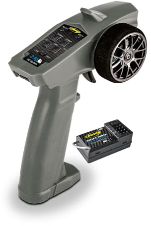 Carson 500500109 Reflex Wheel Start 2.4G Radio Gris - Compatible con Tamiya Kit, construcción de maquetas, Accesorios, Receptor, RC inalámbrico, Mando a Distancia de 2,4 GHz, función de Trimming