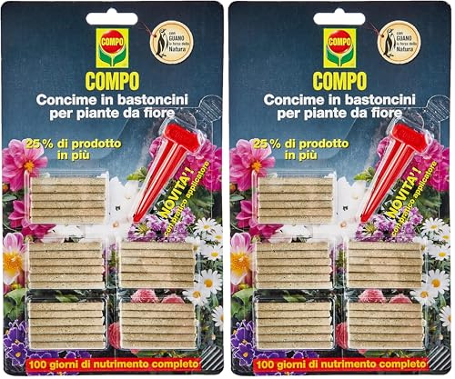 COMPO Concime in Bastoncini per Piante da Fiore, Con Guano, Con pratico applicatore, 30 Bastoncini (27 g) (Confezione da 2)
