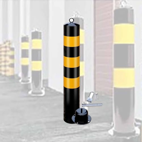 KODDS Barricades Driveway Pole, Reflective Stainless Steel Warning Column Road Barricade, Cold Rolled Steel Bollard With Attachable Socket, for Traffic Delineator Posts