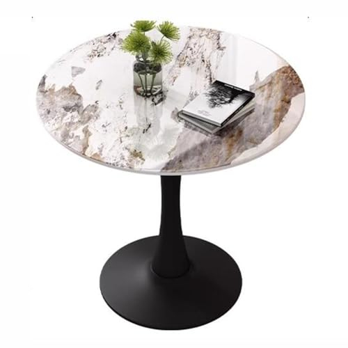 JHAISMAO Wohnzimmer Runden Esstisch Klein Schwarz Tulpe Tisch Mit Metallbeinen Frühstückstisch Kaffee Küche Tisch Für Home Office & Café(Size:80cm)