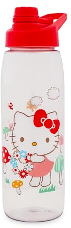 Silver Buffalo Sanrio Hello Kitty Pilz-Wasserflasche mit Schraubverschluss, großer Sportkrug aus Kunststoff, fasst 800 ml