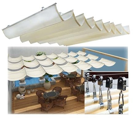 Copertura Ombreggiante Tasso Di Ombreggiamento Del 95% Vele Ombreggianti Ondulate Retrattili Facile Da Installare For Veranda Sul Ponte, Patio, Scivolo(Size:0.8mx7m)