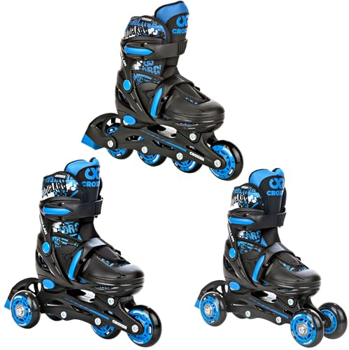 CROXER 3in1 Inline Skates Triskates Rollschuhe Inliner für Kinder Mädchen Jungen verstellbar (Nollan, 26-29 (16,5cm-18cm))