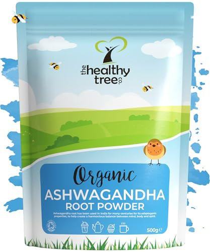 Organic Ashwagandha Powder - Raw Vegan Ashwagandha Root Powder by TheHealthyTree Company - Certified Organic Natural Stress Relief and Energy Support (500g)
