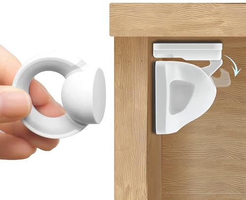 Booboo® Magnetic Child Safety Cupboard Locks for Children x4 Locks + x1 Key, Baby Proofing for Kitchen, Cabinets and Drawers, 30 Second Install No Drilling 3M Adhesive