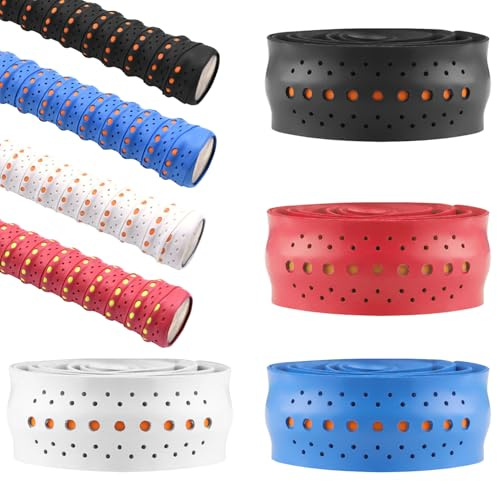 Prmape 4 stycken tennis greppband overgrip, greppband tennisracket, badminton greppband självhäftande, squash racket band för squash tennis badminton