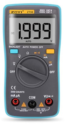 ZOYI ZT-98 Digital Multimeter Tester 2000C, Voltmeter Ohmmeter Ammeter Multi Tester Meter with Backlit LCD Electronic Test Meter Measures Voltage, Current, Resistance; Tests Continuity, Diode