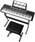 LALAHO Tragbare Keyboard Piano 61 Tasten für Anfänger, Digital Piano mit Keyboardständer, Klavierbank, Notenständer, Mikrofon, Kopfhörer, LED-Bildschirm, 3 Lernmodi
