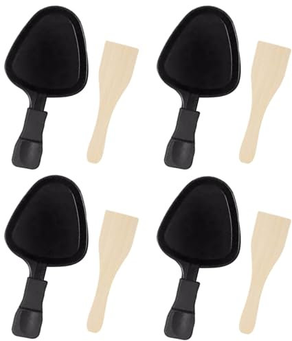 Juego de 4 sartenes para raclette, antiadherentes, para parrilla, para raclette, de repuesto, antiadherentes, con espátula, para la cocina en el restaurante