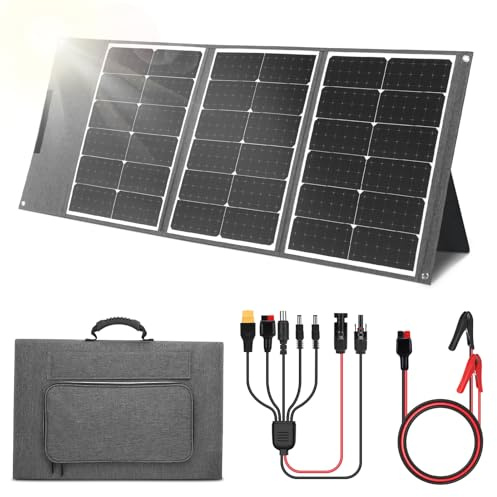 WODHMIEY Panel Solar Portátil 100W Plegable, Placa Solar Flexible con Controlador para Cargar Teléfonos, Tablets, Camping, Senderismo y Autocaravana