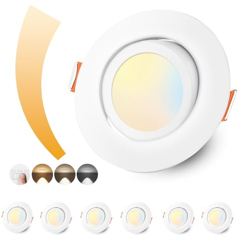 zexhy LED Einbaustrahler 230V Dimmbar LED Spots 6W Schwenkbar Einbauleuchten IP44 Deckenspots Warmweiß 3000K Neutralweiß 4000K Kaltweiß 6000K für Wohnzimmer,Badezimmer,Küche Weiß-Matt