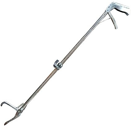 Mobestech Thickened Anti-Slip Stainless Steel Crab Tong Long Fire Log Grabber Outdoor Campfire Tong Multi-Functional Metal Clamp for Snake EEL Loach Catching Lock Clip