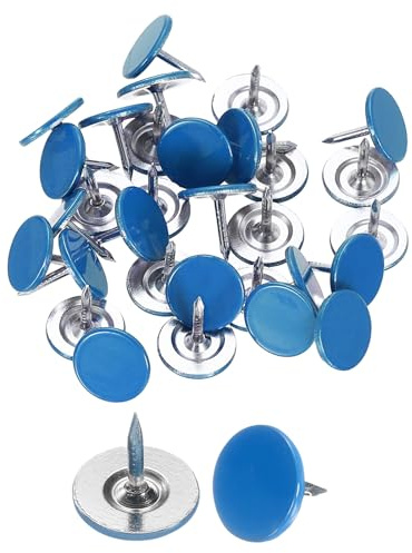 sourcing map Reißzwecken, rund, flacher Kopf, dekorative Reißzwecken, Polsternägel für Korktafel, Bürowandaufhängungen, Blau, 30 Stück
