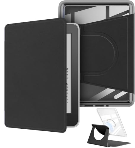 Schutzhülle für Kindle Paperwhite (10. Generation 2018), um 360 Grad drehbar, abnehmbares magnetisches Design, verstellbare Standabdeckung, transparente Rückseite mit automatischer Sleep/Wake-Funktion