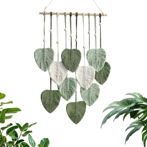 Macramé Tapisserie Murale Feuilles, Feuille Macramé Tenture Murale, Tenture Murale En Macramé Boheme Tapisserie, Macramé Décoration Murale Bohème pour Cadeaux Chambre Salon Dortoir Chambre D'enfant