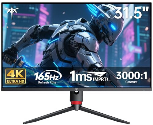 KTC 32 Inch 4K Gaming Monitor, 165Hz UHD (3840x2160P) Fast IPS Screen, 1ms (MPRT), Adaptive Sync, 3000:1 Contrast,121% sRGB,HDMI 2.1 Display Port 1.4, Tilt/Height Adjustment, VESA Mount, H32P22P