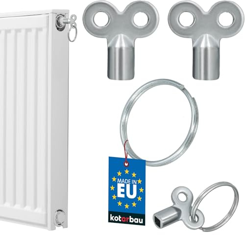 KOTARBAU® Set 2 Chiave Sfiato Termosifone - ZnAl - Argento - Chiave Per Sfiato Termosifoni - con Anello Portachiavi - Compatibile con Termosifoni In Acciaio Alluminio Ghisa
