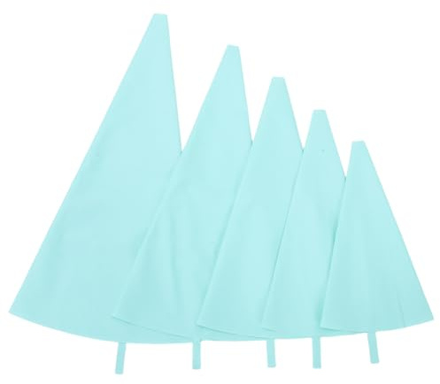 FIXOSHEE Lot de 5 Poches à Douille en Silicone Réutilisables Bleu Clair TPU Ensemble Pâtisserie Solide Surface Antidérapante Résistantes à la Chaleur pour Décoration de Gâteaux et