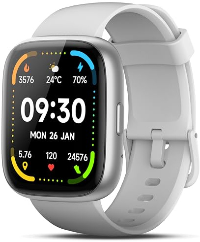 Smartwatch Herren Damen, 1.83 HD Smart Watch mit Bluetooth Anrufen/Alexa, 100+Sportmodi Fitnessuhr mit Herzfrequenz/Schlafmonitor/Schrittzähler, IP68 Wasserdicht Fitness Tracker für Android iOS, Grau