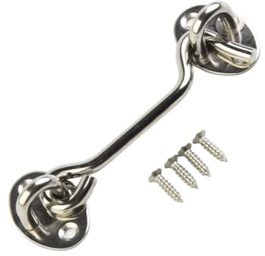 Pestillo de gancho de tormenta de 3 uds, gancho de puerta de acero inoxidable de 3/6 pulgadas con tornillos for granero de ventana de garaje