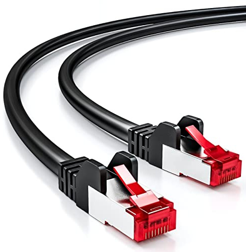 deleyCON 30m Cavo di Rete Cat6-1000 Mbit (Rame, S/FTP, Privo di Alogeni) Cavo Patch RJ45 Gigabit Ethernet LAN - per DSL Internet WLAN Switch Router Modem Patch Panel PoE - Nero