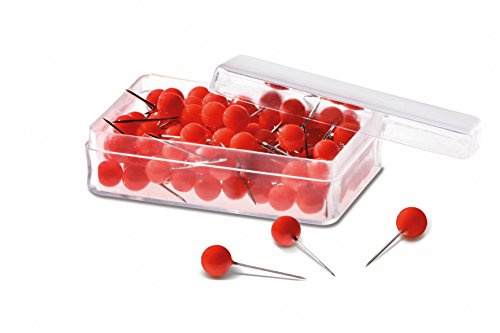 magnetoplan 111165006 Pinnadeln, aus gehärtetem Edelstahl, rot