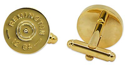 Remington 12 Gauge Shotgun Shell Cuff Link Pair - [Gold][5/8'' Diameter]