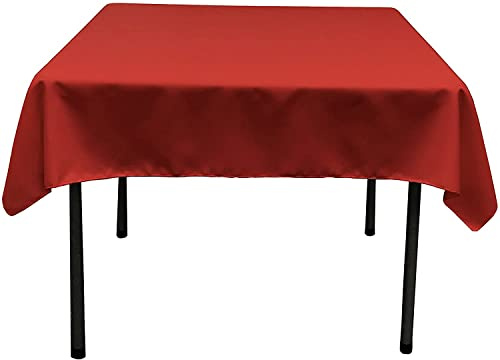 LA Linen polyester poplin fyrkantig bordsduk, 132 x 132 cm, röd