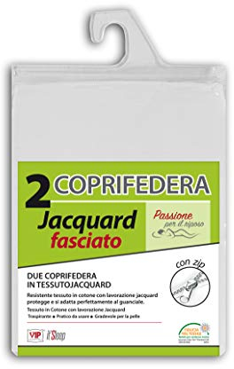 V.I.P. VERY IMPORTANT PILLOW Coppia Federe Cotone Fasciato, Zip, 50 X 80 Cm