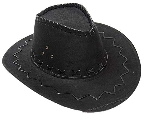 Miobo Cowboy Hut Western Cowgirl Hüte für Damen Herren Kinder (One size, Schwarz für Erwachsene)